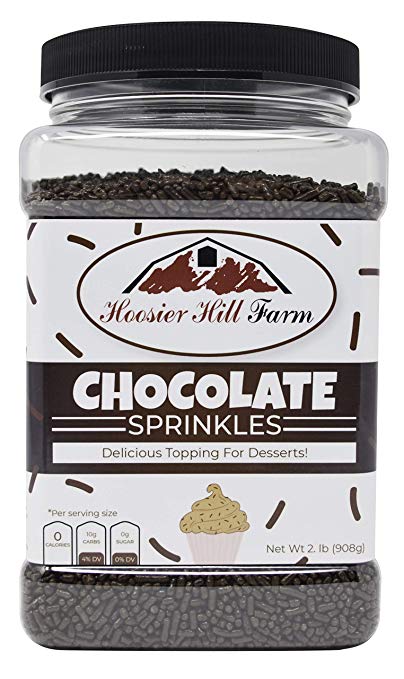 Hoosier Hill Farm Chocolate decorating sprinkles, Large 2 lbs Jar