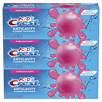 Crest Kid's Cavity Protection Fluoride Toothpaste, Bubblegum Rush, 3 Count