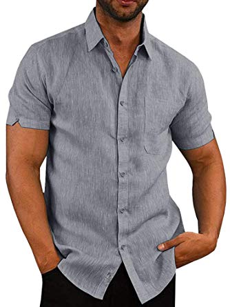 Karlywindow Mens Slim Fit Dress Shirts Short Sleeve Workout T Shirt