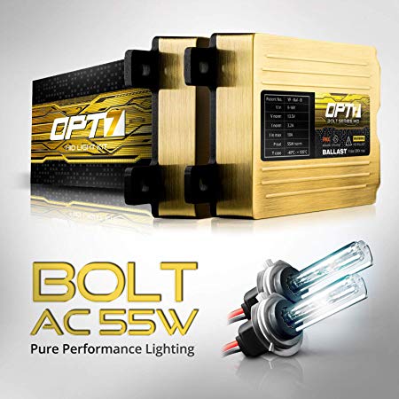 OPT7 Bolt AC 55w H7 HID Kit - 5x Brighter - 6x Longer Life - All Bulb Sizes and Colors - 2 Yr Warranty [5000K Bright White Xenon Light]