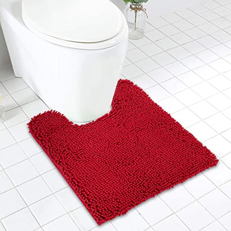 MAYSHINE Contour Bath Rugs / Non Slip / Soft / Absorbent Water / Dry Fast / Machine-Washable ( 20x24 Inches Red )