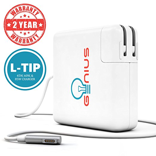 Genius MacBook Pro / Air Charger 85W Power Adapter With MagSafe 1 (L) Style Connector - Works With 45W 60W & 85W MacBooks - / Pro-11/13/15/17” - Compatible With Apple Macbooks (Mid 2012) & Before