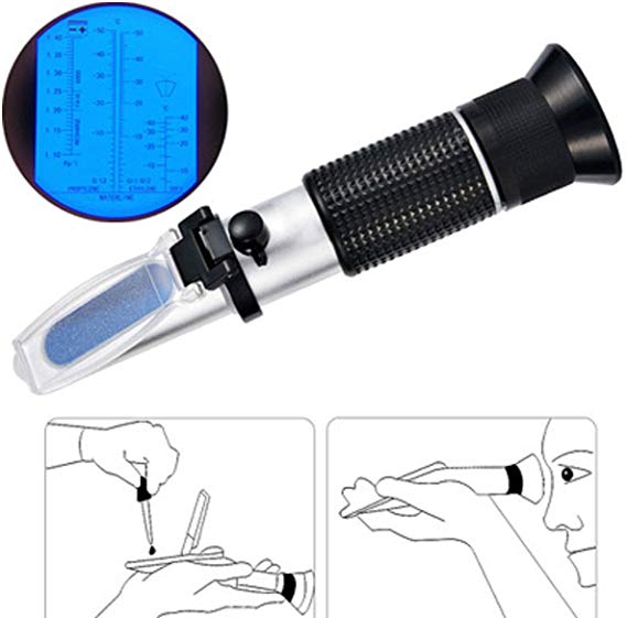 Eaglerich Hand Held Tester Tool Engine Fluid Glycol Antifreeze Freezing Point Car Battery Refractometer W ATC