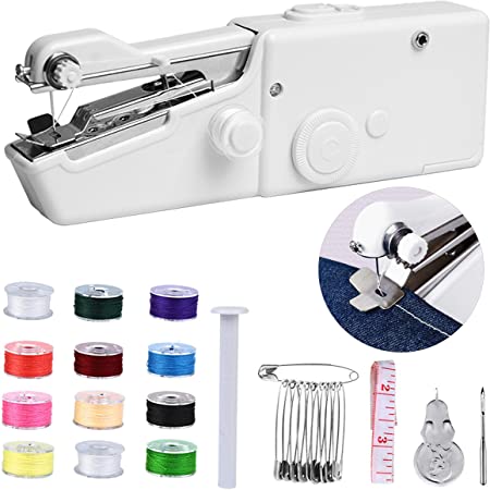 Handheld Sewing Machine Mini Sewing Machine Portable Hand Sewing Machine Handheld Stitch Machine for Cloth Curtain DIY Household, Crafts, Home Travel Use