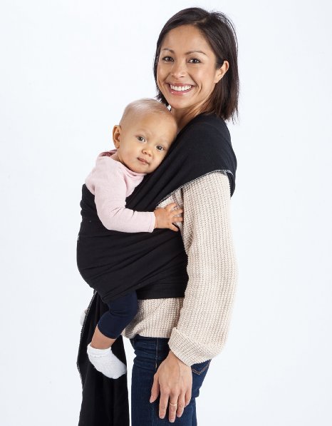 Mom Baby Wrap Black - Ultra Soft Infant Sling Child Carrier Keeps Your Baby Comfortable and Safe - 4 Different Carries - CottonSpandex Stretchy Wrap