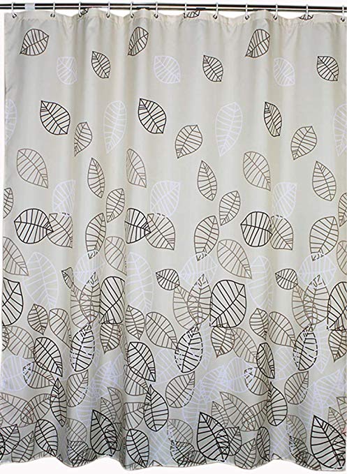 Welwo Fabric Shower Curtain, Extra Long Stall Shower Curtain 54x78 inches, Leaves Printed Pattern