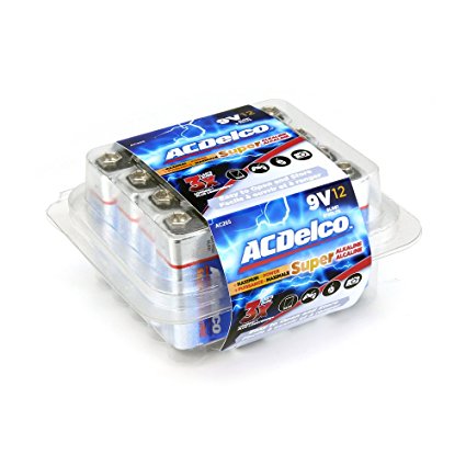 ACDelco 9-Volt Super Alkaline Batteries, 12-Count