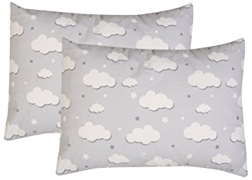 Toddler Pillowcase, 2 pack- Premium Cotton Flannel, SOFT & BREATHABLE, toddler pillowcase 13x18, Clouds