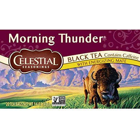 Celestial Seasonings Morning Thunder Black Tea with Maté, 20 Count