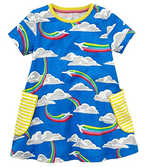 Fiream Girls Short Sleeve Summer Cotton Casual Dresses