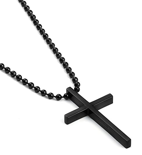 FIBO STEEL Stainless Steel Cross Pendant Chain Necklace for Men Women , 22-24 inches