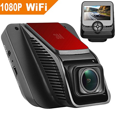 Modohe Dash Cam WiFi 1080P Car Camera Car Video Recorder Car Driving Camera Full-HD 170 Wide Angle 2.45 inch TFT LCD Screen USB Charging Vehicle Video Camera Loop
