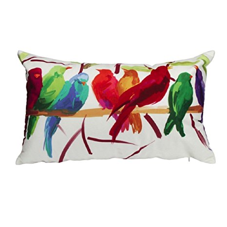 Ikevan Super Soft Rectangle Bird Pattern Pillowcase Throw Pillow Case Decorative Cushion Pillow Cover (30cm x 50cm) (White)