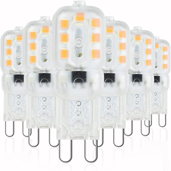 G9 LED Light Bulb 3W (35W-40W Halogen Bulb Replacement ) Warm White 3200K, KINDEEP AC 110V-130V, 300 Lumen Crystal Chandelier Sconce Vanity Light Non-Dimmable 6 Pack