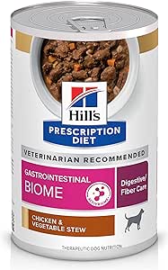 Hill's Prescription Diet Gastrointestinal Biome Digestive/Fiber Care Chicken & Vegetable Stew Wet Dog Food, Veterinary Diet, 12.5 oz. Cans, 12-Pack