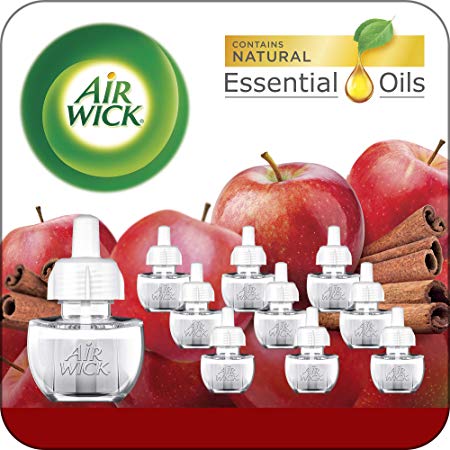 Air Wick Plug in Scented Oil 10 Refills, Apple Cinnamon, Holiday Scent, Holiday Spray, Eco Friendly, Essential Oils, Air Freshener