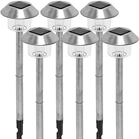Solar Lights Outdoor Pathway Decorative Garden Large Bright White High 15 Lumens LED Stake Light Set Decorations Waterproof Path Landscape Lighting Yard Decor Driveway Stakes for Outside Walkway 6Pack