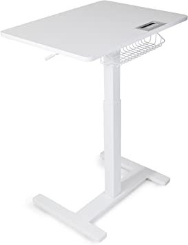 FitDesk Sit-to-Stand Desk - Stand Up Desk Adjustable to Seated Position - White