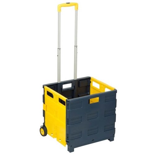Honey Can Do Folding 2-Wheel Utility Crate Rolling Cart, Multicolor