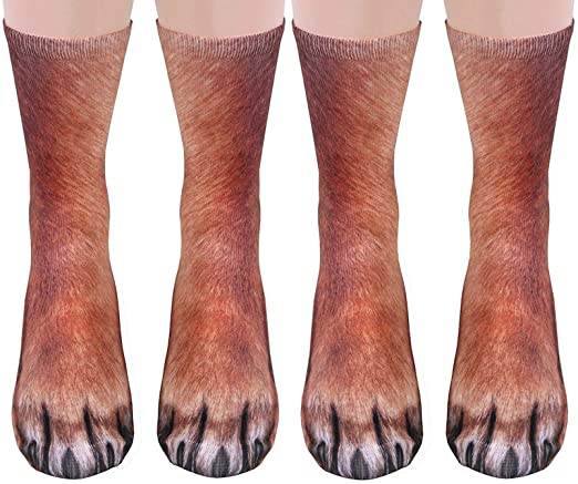 Animal Paws Socks - Funny 3D Animal Socks Crazy Cat Tiger Dog Paw Crew Socks Novelty Socks Gag Gifts
