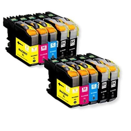 TS 10 PK Compatible Ink Cartridges for Brother LC203 LC-203 4 Black 2 Yellow 2 Magenta 2 Cyan for Multifunction Printers MFC-J4320DW MFC-J4420DW MFC-J4620DW MFC-J5620DW MFC-J5720DW
