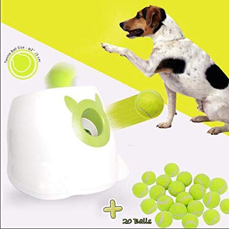 Dporticus Automatic Interactive Dog Tennis Ball Launcher Throwing Machine for Training and Playing