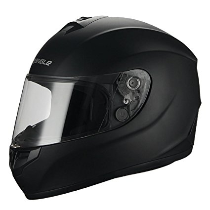 Triangle Full Face Black Street Bike Motorcycle Helmets [DOT] (X-Large, Matte Black)