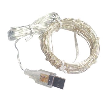 YINUO LIGHT Copper Wire Lights Decorative Led Lights USB Operated 100 LED 33ft Warm White Rope Lights Waterproof Fairy Sting Lights for Home