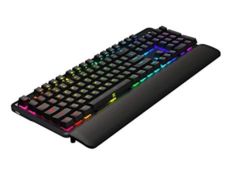 Fnatic Streak Pro Gaming Mechanical Esports Keyboard (Cherry MX Blue Switches, Multi-Color RGB Lighting, Ergonomic Wrist Rest, Programmable) US-Layout