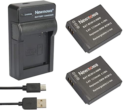 Newmowa DMW-BCM13 Replacement Battery (2-Pack) and Portable Micro USB Charger kit for Panasonic DMW-BCM13, DMW-BCM13E, DMW-BCM13PP and Panasonic Lumix DMC-FT5, DMC-LZ40,DMC-TS5, DMC-TZ37, DMC-TZ40