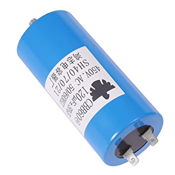 QKPARTS CBB60 Run Capacitor 450VAC 450V AC 120uF 120 MFD UL Listed W/Fixing Stud Blue