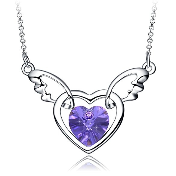 [Christmas Deals] NEEMODA "Angel Wings" Austrian Crystal Heart Pendant Necklace Eco-friendly Vacuum White Gold Plating
