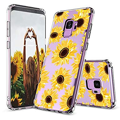 Galaxy S9 Case, Galaxy S9 Case for Girls, MOSNOVO Sunflower Floral Flower Pattern Printed Transparent Clear Design Plastic Back Case with TPU Bumper Protective Case Cover for Samsung Galaxy S9 (2018)