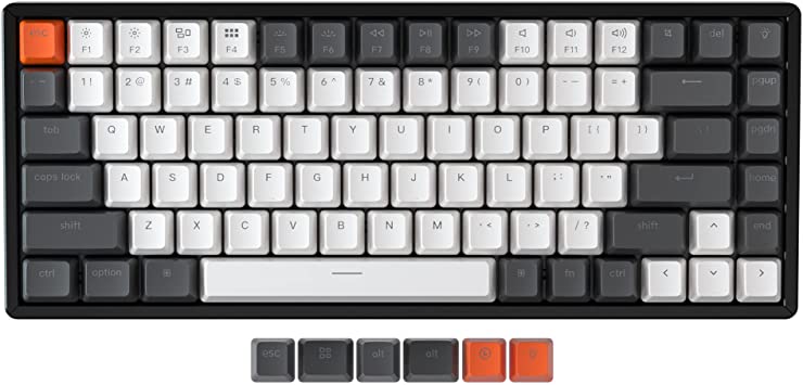 Keychron K2 75% Layout 84 Keys RGB Hot-swappable Bluetooth Wireless/USB Wired Mechanical Gaming Keyboard with Double-Shot Keycaps/Gateron G Pro Brown Switch/Aluminum Frame Computer Keyboard for Mac Windows