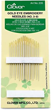 CLOVER (No. 3-9) Gold Eye Embroidery Needles, Pack of 16, Limited Edition