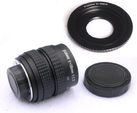 Fotasy N3517 35MM F1.7 TV Movie Lens and Adapter Kit for Sony NEX E-Mount Cameras