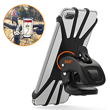 Bike Phone Mount, Stoon 360°Rotatable Universal Bicycle Phone Holder Adjustable Silicone Bike Motorcycle Handlebar Mount for iPhone X 8 7 7 6s 6 Plus, Android Smartphones(4.7"-6.0") (Black)