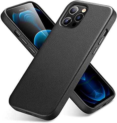 ESR Premium Real Leather Compatible with iPhone 12 Pro Max Case [Slim Full Leather] [Supports Wireless Charging] [Scratch-Resistant] Protective Case for iPhone/iPhone Pro 2020, 6.7-Inch – Black