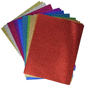 Darice Glitter Cardstock Paper Pack, Heavyweight 40 sheets Pack, 10 assorted colors