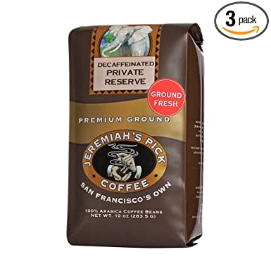 Jeremiah's Pick Coffee Private Reserve Decaf Ground Coffee, 10-Ounce Bags (Pack of 3)
