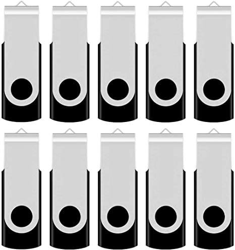 Aiibe 2GB Flash Drive 10 Pack Bulk 2G USB Flash Drive Thumb Drive USB 2.0 Memory Stick Data Storage Jump Drives (2GB, 10 Pack, Black)