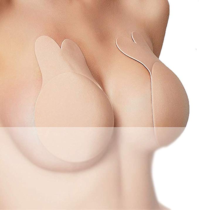 Nipplecovers Sticky Bra Adhesive Strapless Backless Bras Breast Lift Pasties for Womens(New Model) Beige