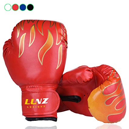Luniquz Kid Boxing Gloves, Child Punching Gloves Punch Bag Fight Sparring Training, 6oz for 3 to 8 YR/Red