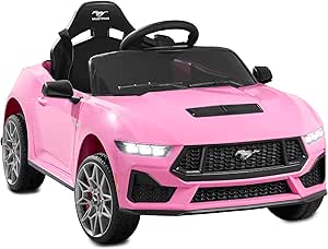 Best Choice Products Kids 12V Electric Ride On Car Officially Licensed Ford Mustang w/Parent Control, LED Lights, 2 Speeds, Bluetooth - Pink