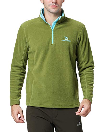 Camel Crown Half Zip Fleece Jacket Men Long Sleeve Pullover Lightweight Outdoor Sweatshirt