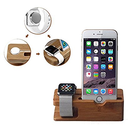 Apple Watch Stand Gold Cherry Bamboo Charging Dock Station Charger Holder Stand for Apple Watch Iwatch 38mm/42mm Iphone 5 5s 5c 6 6 Plus