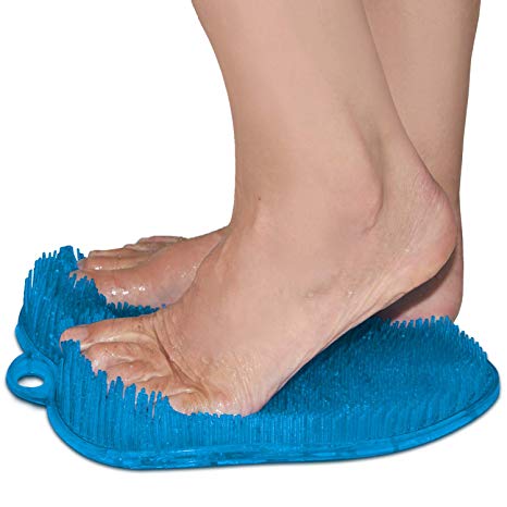Shower Foot Scrubber with Non Slip Suction Cups - Massager Mat Foot Cleaner with Soft & Firm Bristles - Best for Cleaning Feet and Improving Foot Circulation