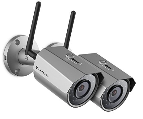 2-Pack Amcrest ProHD Outdoor 3-Megapixel (2304 x 1296P) WiFi Wireless IP Security Bullet Camera - IP67 Weatherproof, 3MP (1080P/1296P), IP3M-943S (Silver)