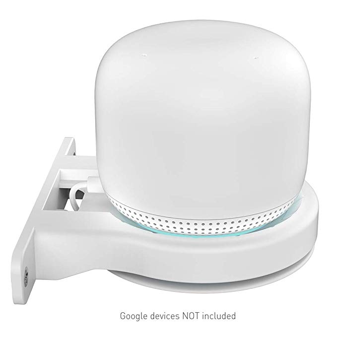 Delidigi Google WiFi Wall Mount ABS Bracket Holder Shelf for Google Nest WiFi Router [Built-in Cable Management] (White)