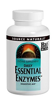 Source Naturals Essential Enzymes 500mg, Full spectrum digestion with 8 active enzymes, 120 Capsules